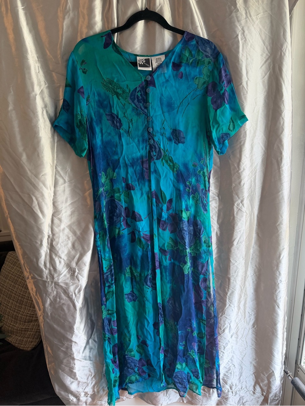 Vintage 1990s Phool Rayon Button Front Midi Dress Size Medium